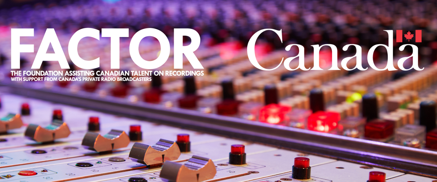 FACTOR and Canada logos and a music studio mixing board